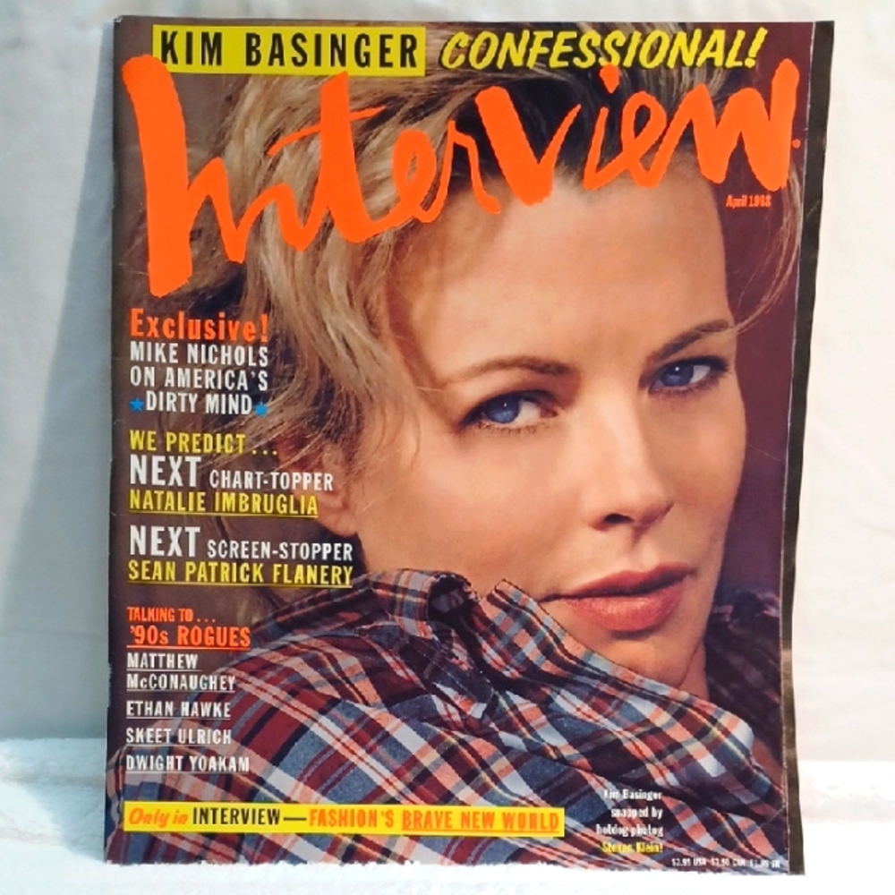 Vintage Interview Magazine featuring Kim Basinger. April 1998 Issue.